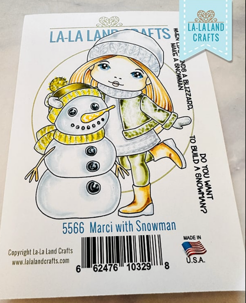 La-La Land Crafts Cling Stamp Marci with Snowman 5566