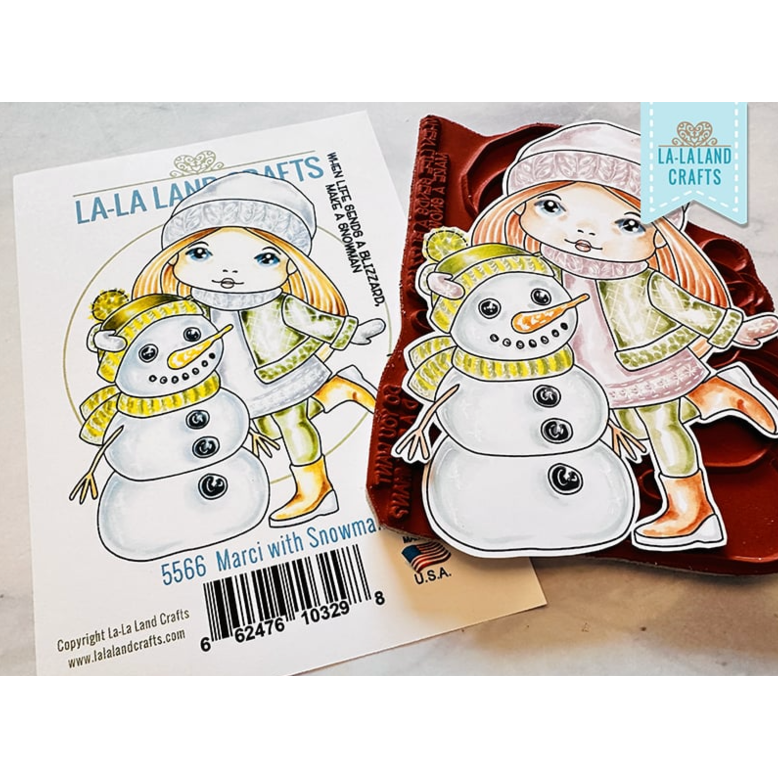 La-La Land Crafts Cling Stamp Marci with Snowman 5566 product image