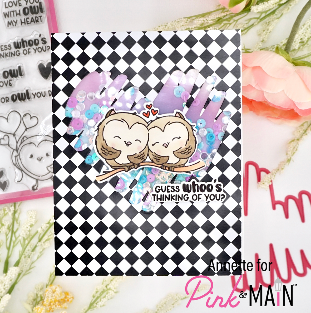 Pink and Main Doodled Hearts Dies pnm583 owls