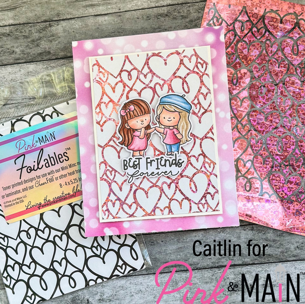 Pink and Main Loopy Hearts Foilable Panels pmf172 best friends