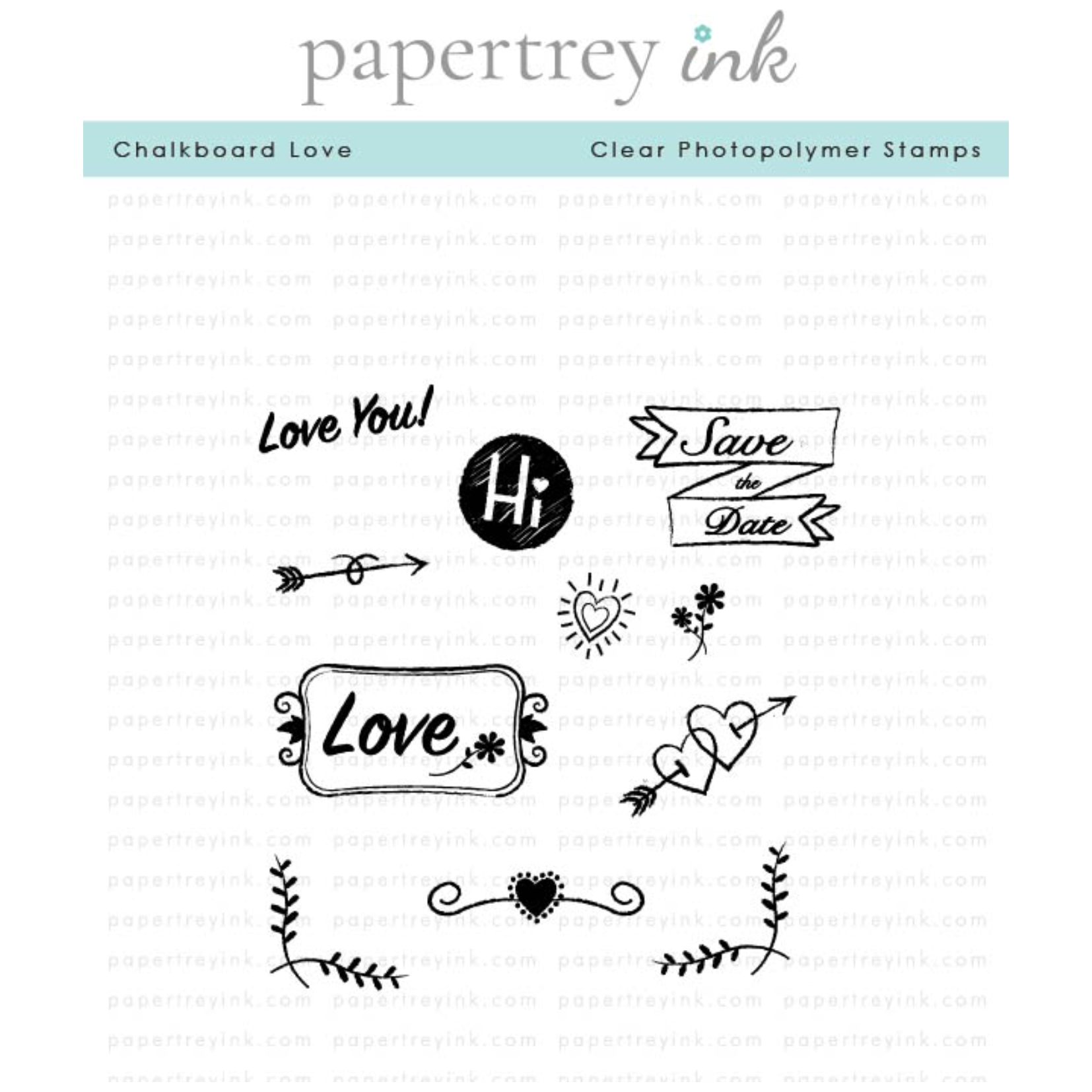 Papertrey Ink Chalkboard Love Clear Stamps 1553
