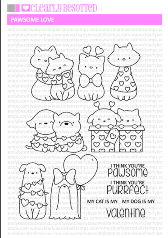 Clearly Besotted Pawsome Love Clear Stamps cbspa452