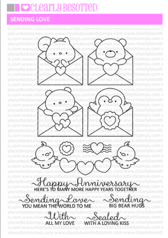 Clearly Besotted Sending Love Clear Stamps cbsse454