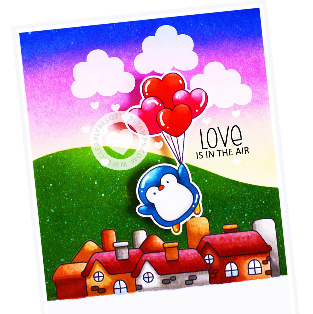 Clearly Besotted Waddle I Do Clear Stamps cbswa455 heart balloons