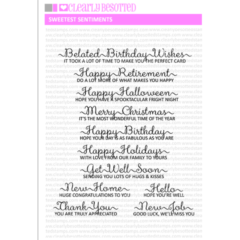 Clearly Besotted Sweetest Sentiments Clear Stamps cbssw458