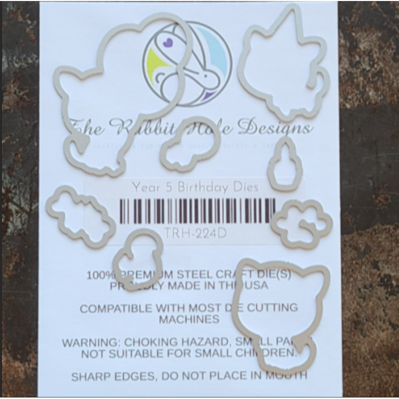 The Rabbit Hole Designs Year 5 Birthday Dies trh-224d