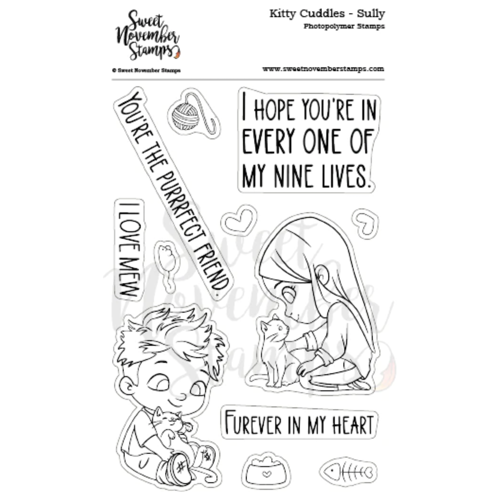 Sweet November Stamps Kitty Cuddles Clear Stamp Set sns-kc-sl-24
