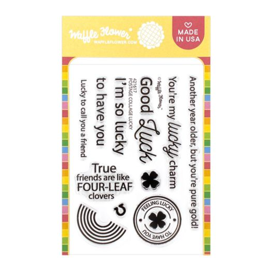 Waffle Flower Postage Collage Lucky Clear Stamps 421617
