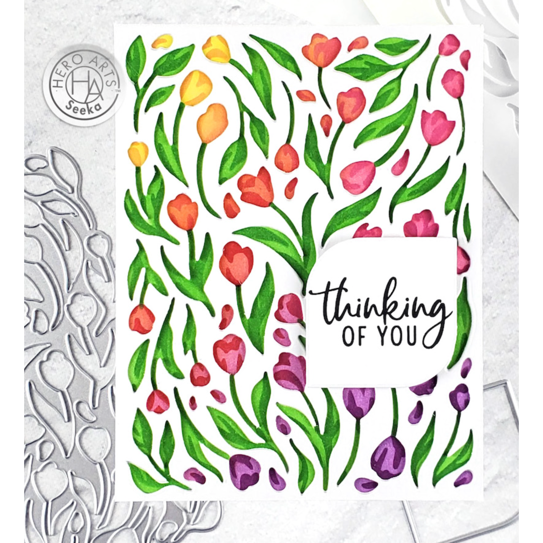 Hero Arts Color Layering Tulip Pattern Stencils sa262 thinking of you