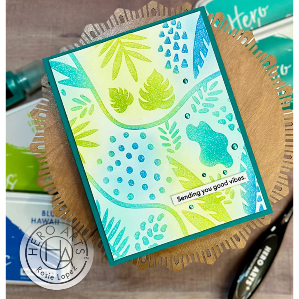 Hero Arts Leaves and Abstract Shapes Stencil sa269 good vibes