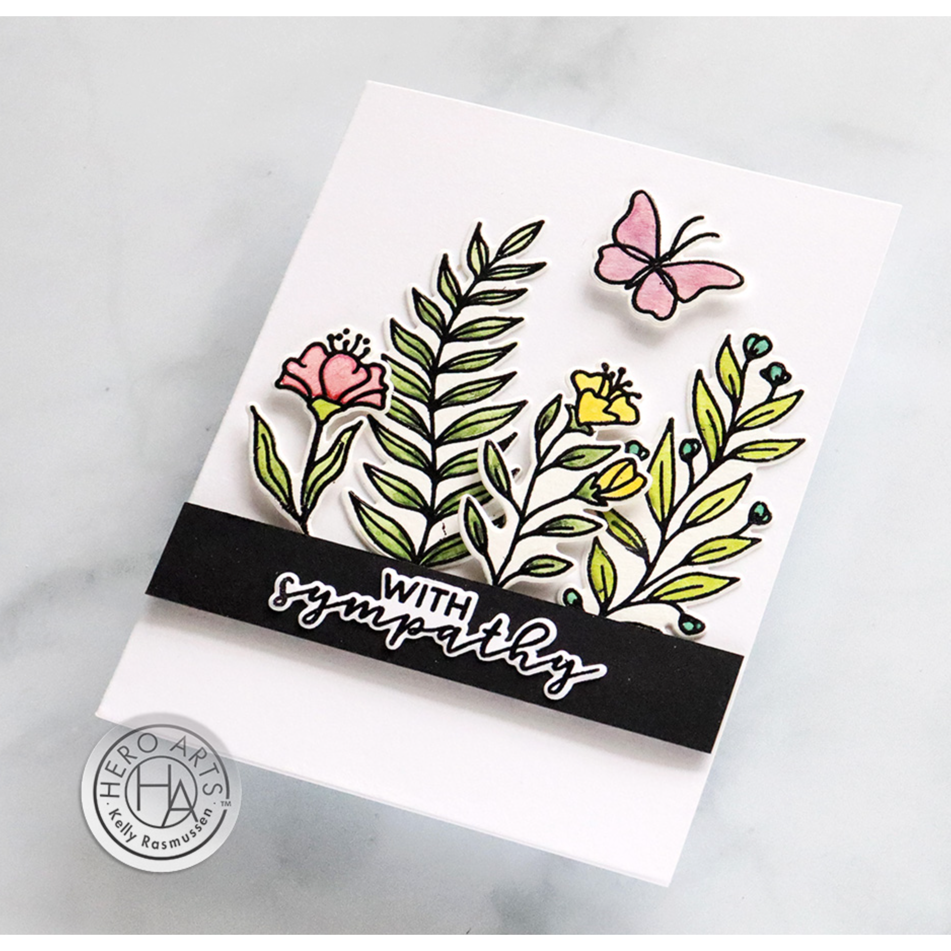 Hero Arts Love With Sympathy Clear Stamp and Die Set sb378 with sympathy