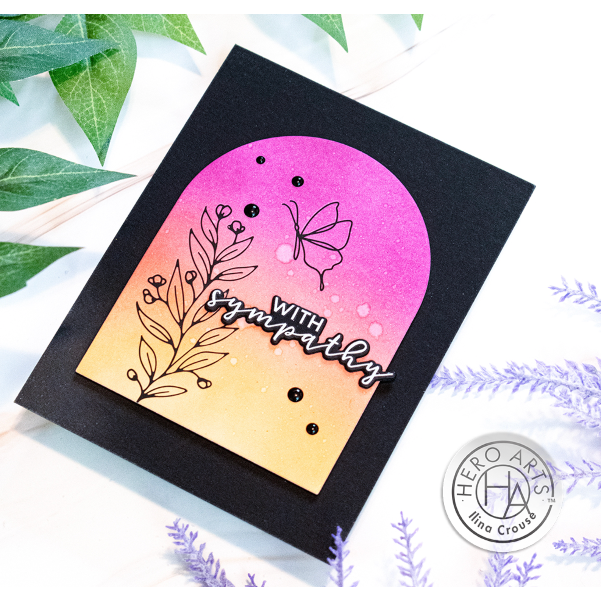 Hero Arts Love With Sympathy Clear Stamp and Die Set sb378 butterflies