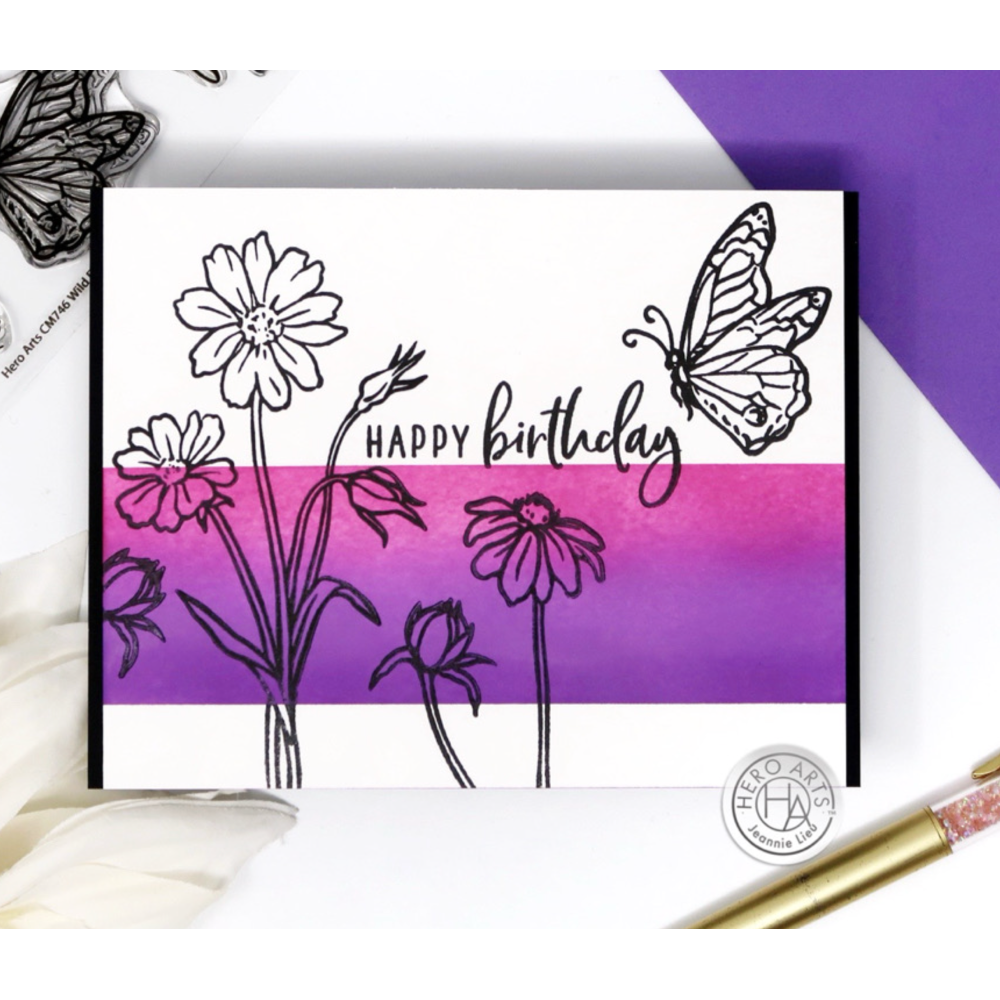 Hero Arts Wild Flowerss Clear Stamp and Die Set sb391 happy birthdya