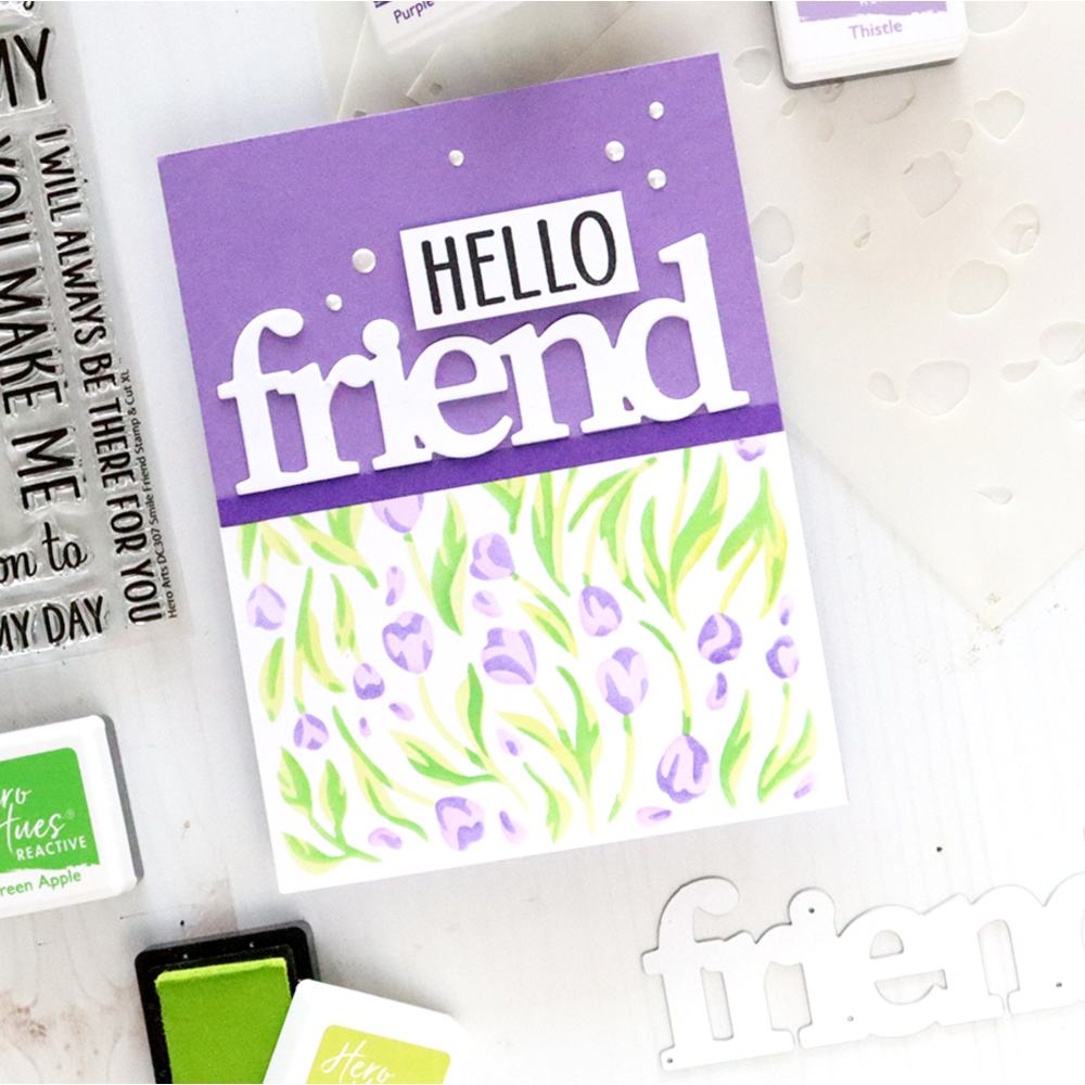 Hero Arts Stamp and Cuts XL Smile Friend Clear Stamp and Die Set dc307
