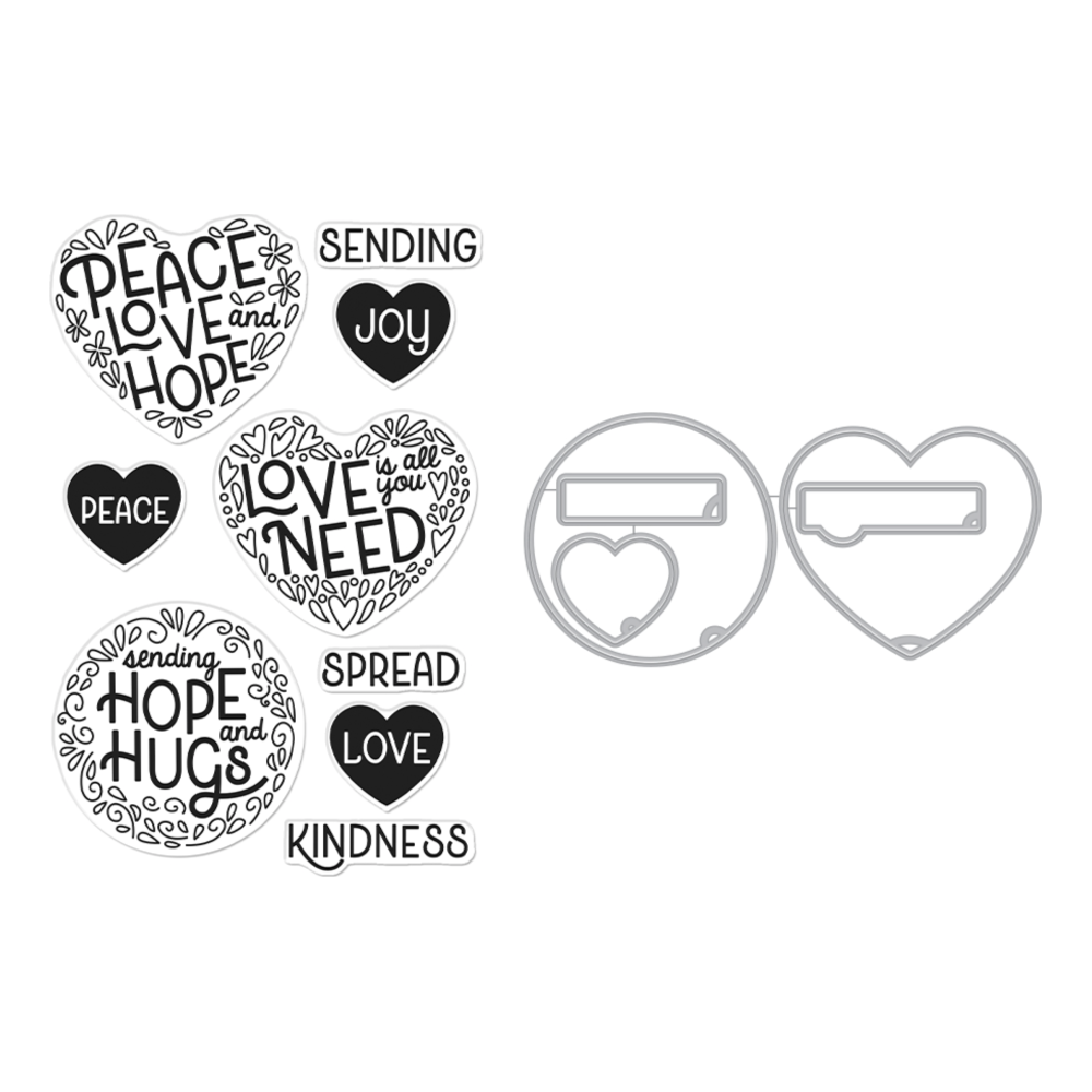 Hero Arts Peace and Love Clear Stamp and Die Set sb400