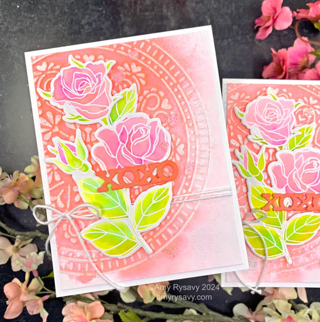 Trinity Stamps Sparkle Pink Hearts Flat Confetti Embellishment Box tsb-394 Valentine’s Watercolor Card | color-code:ALT01