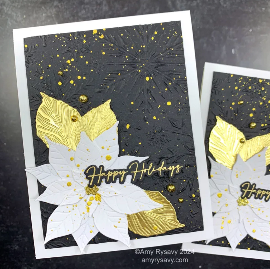 Honey Bee Metallic Mix Pearl Stickers hbgs-prl15 White Poinsettia Holiday Card | color-code:ALT02
