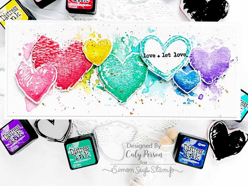Tim Holtz Cling Rubber Stamps Love Notes cms477 rainbow hearts