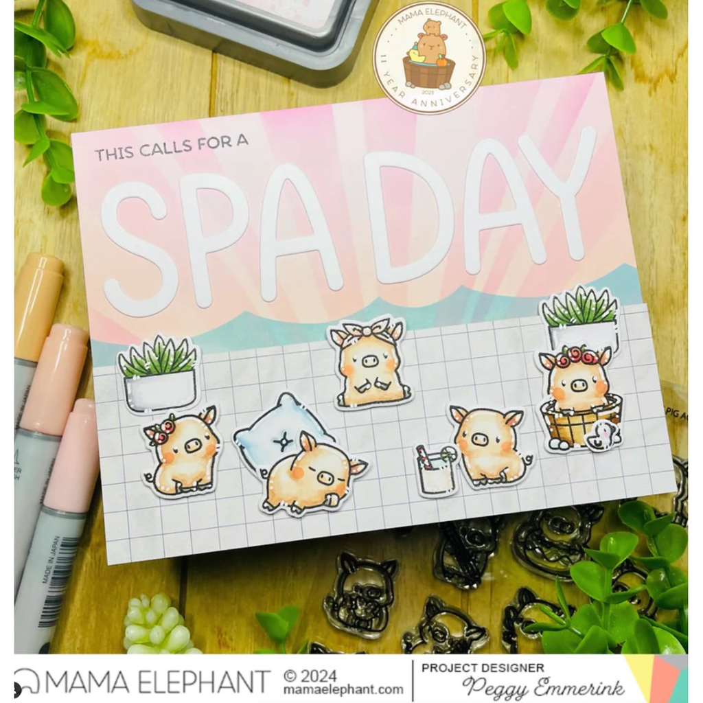 Mama Elephant Little Pig Agenda Creative Cuts Steel Dies spa day