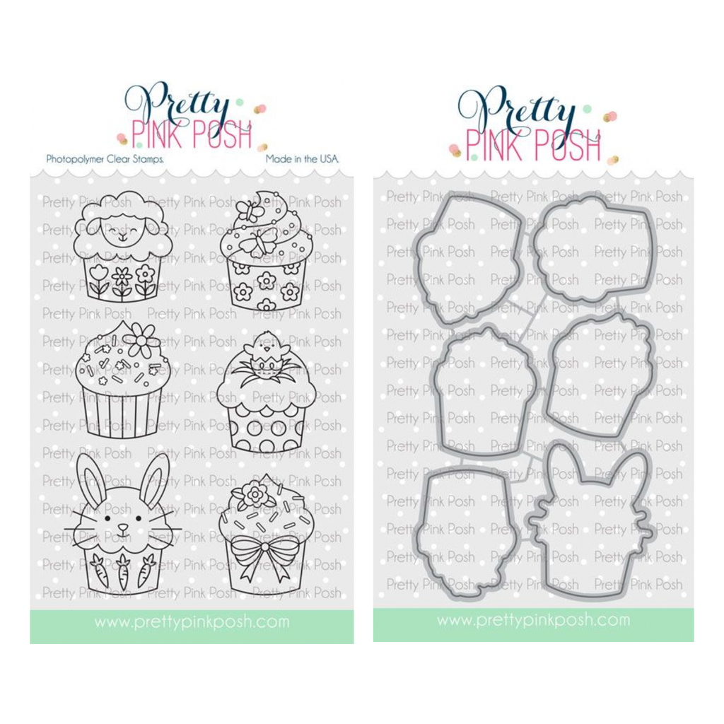 Pretty Pink Posh Easter Cupcakes Clear Stamp and Die Set