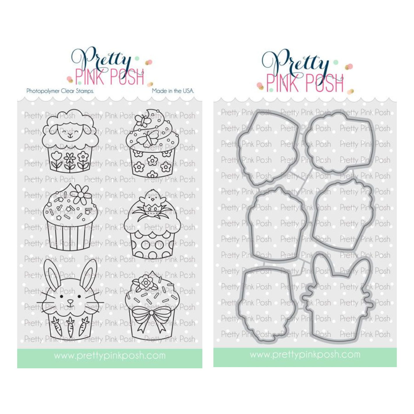 Pretty Pink Posh Easter Cupcakes Clear Stamp and Die Set