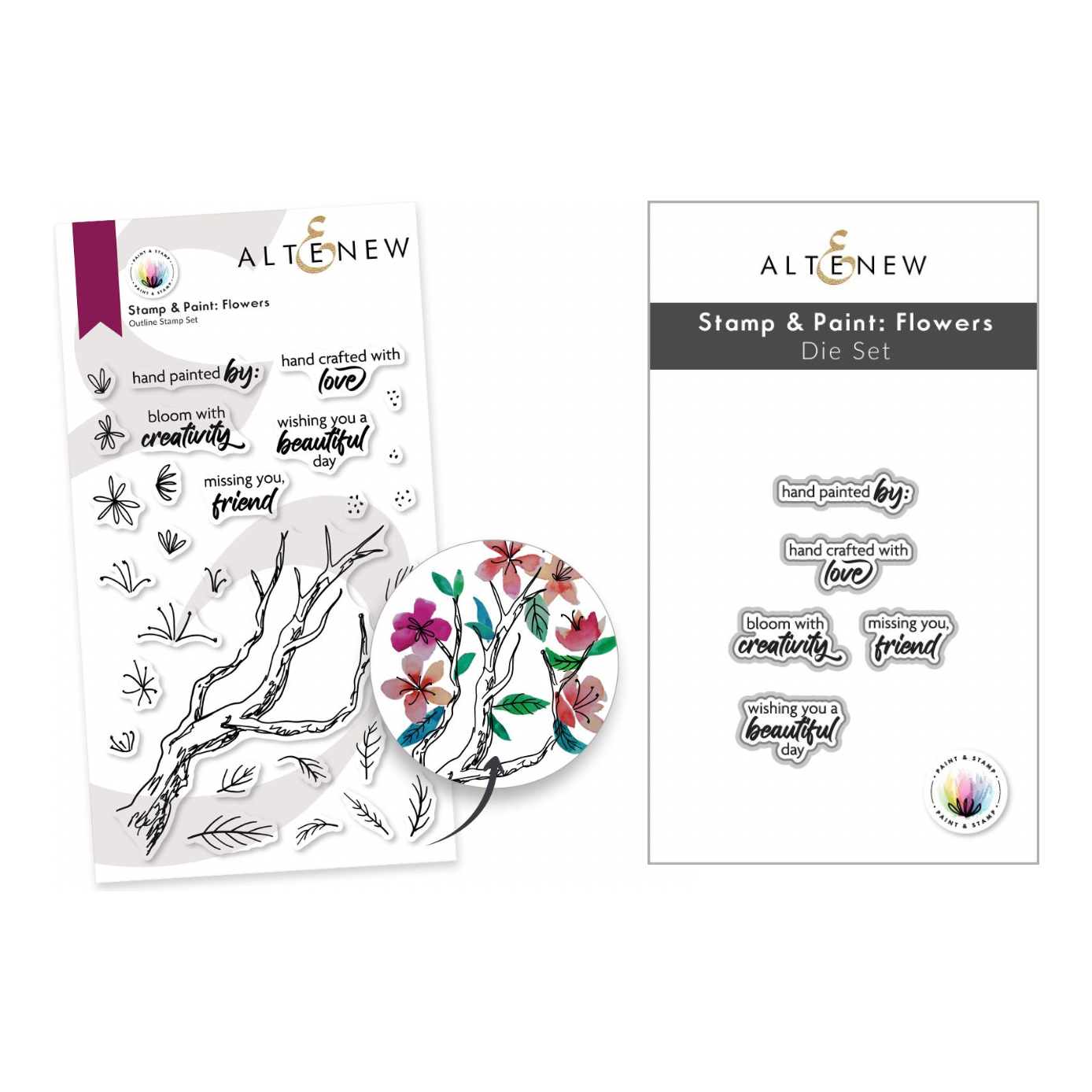 Altenew Paint and Stamp Flowers Clear Stamp and Die Set
