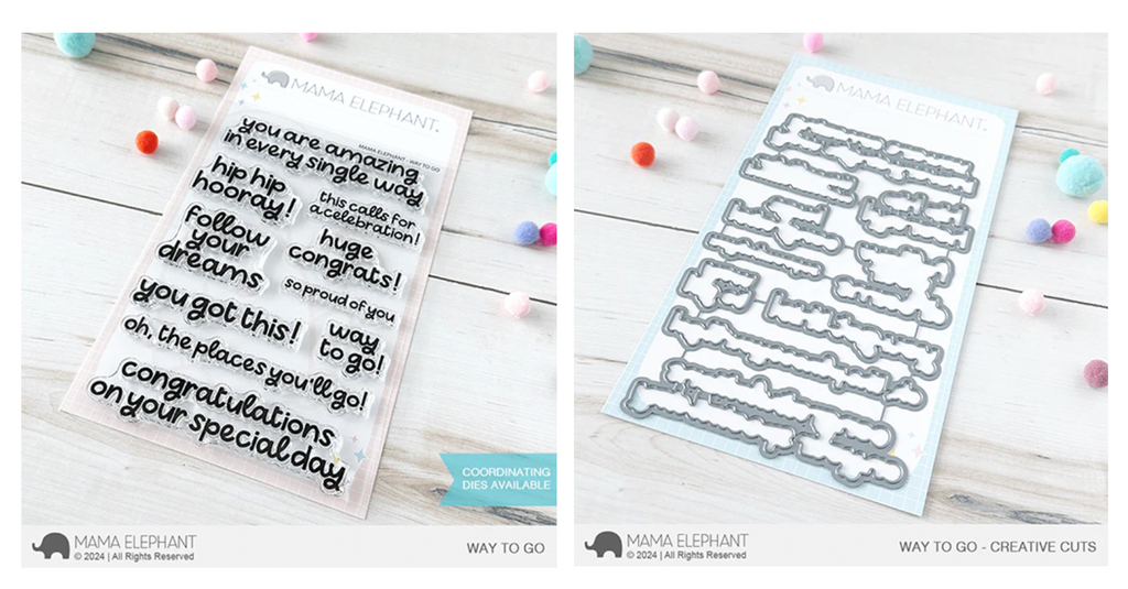 Mama Elephant Way To Go Clear Stamp and Die Set