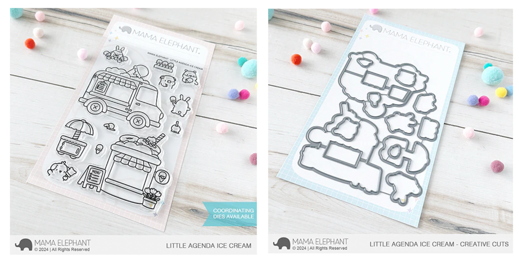 Mama Elephant Little Agenda Ice Cream Clear Stamp and Die Set