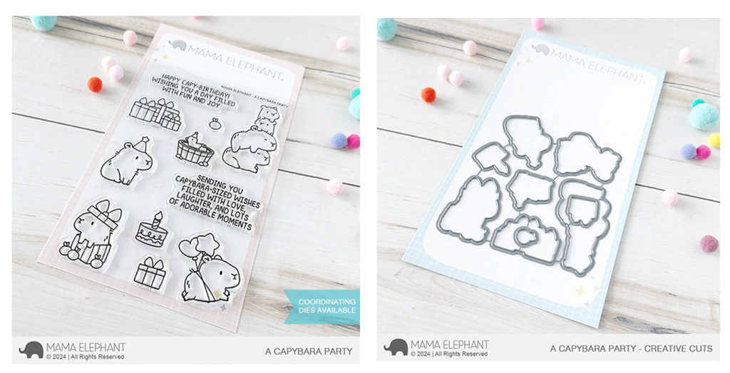 Mama Elephant Capybara Party Clear Stamps and Die Set