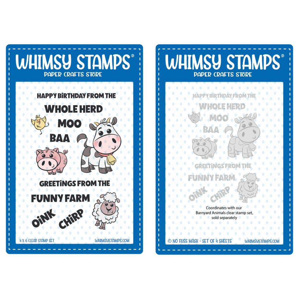 Whimsy Stamps Barn Yard Clear Stamps and No Fuss Mask Set