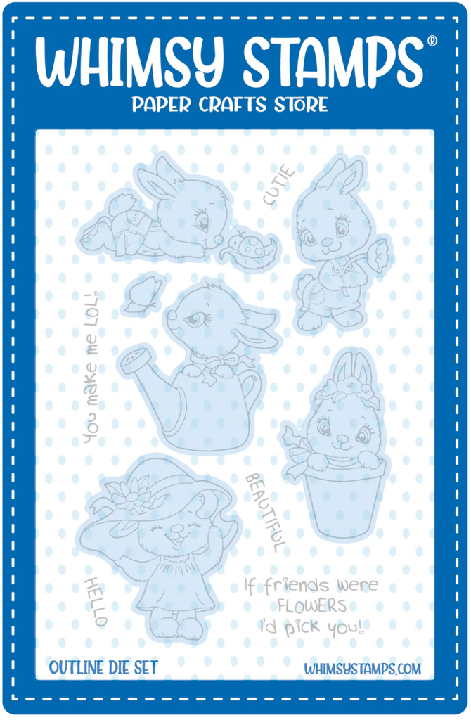 Whimsy Stamps Bunnies in the Garden Outline Dies wsd256