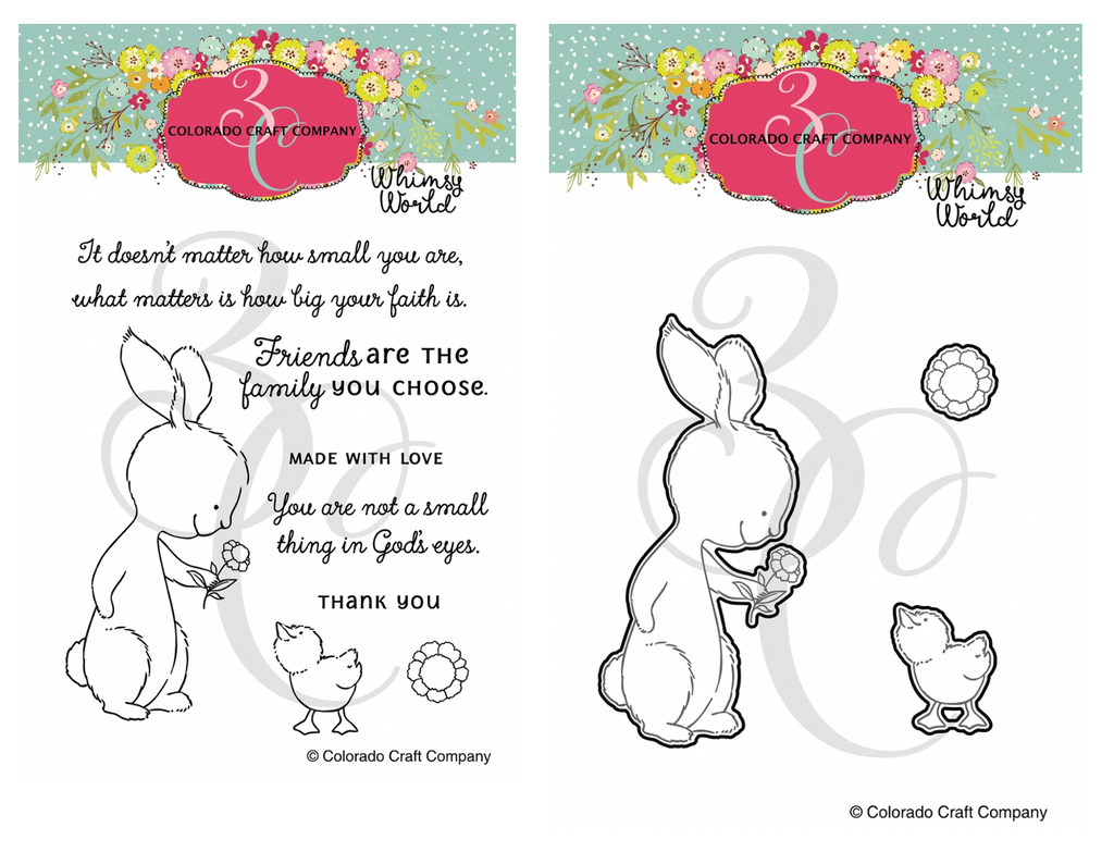 Colorado Craft Company Whimsy World Bunny and Duckling Clear Stamp and Die Set