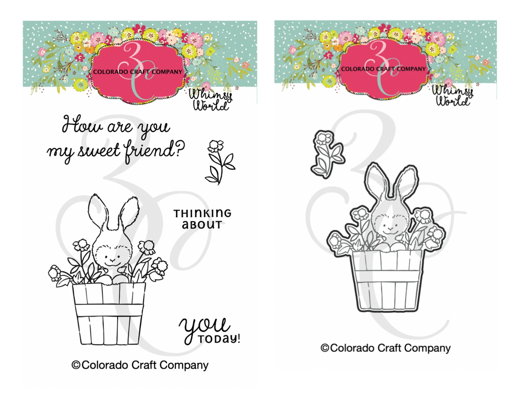Colorado Craft Company Whimsy World Bunny Bushel Clear Stamp and Die Set