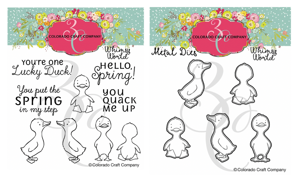Colorado Craft Company Whimsy World Lucky Duck Clear Stamp and Die Set