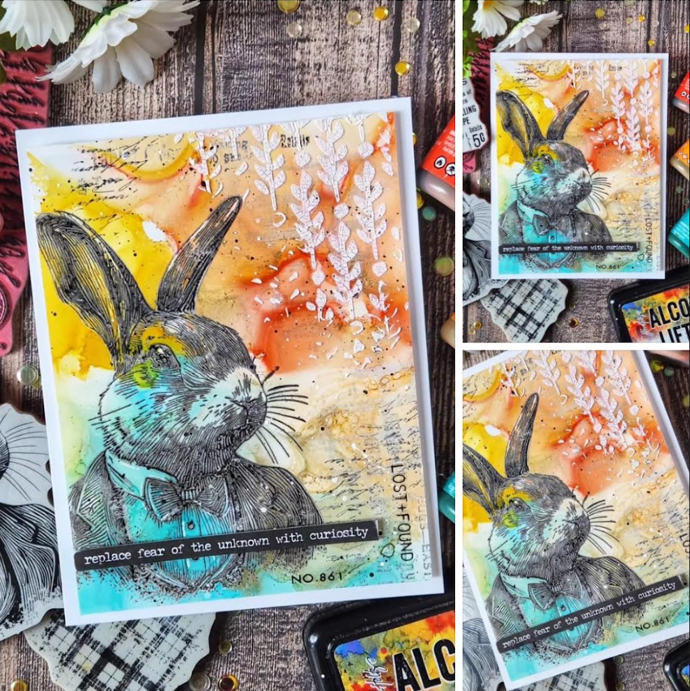 Tim Holtz Cling Rubber Stamps Mr. Rabbit cms478 watercolor