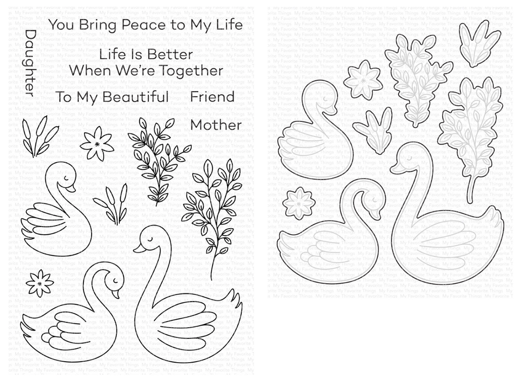 My Favorite Things Tranquil Swans Clear Stamps and Dies Set