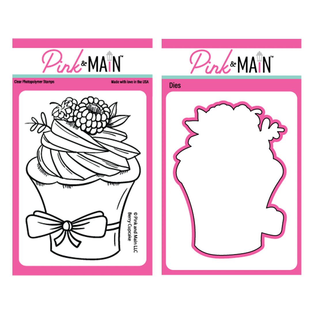 Pink and Main Berry Cupcake Clear Stamp and Die Set