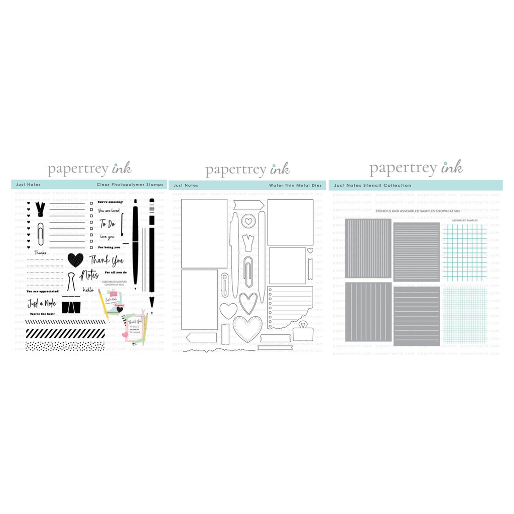 Papertrey Ink Just Notes Clear Stamps, Dies and Stencil Set
