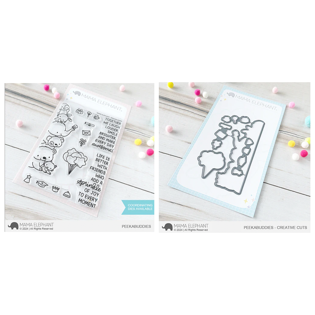 Mama Elephant Peekabuddies Clear Stamp and Die Set