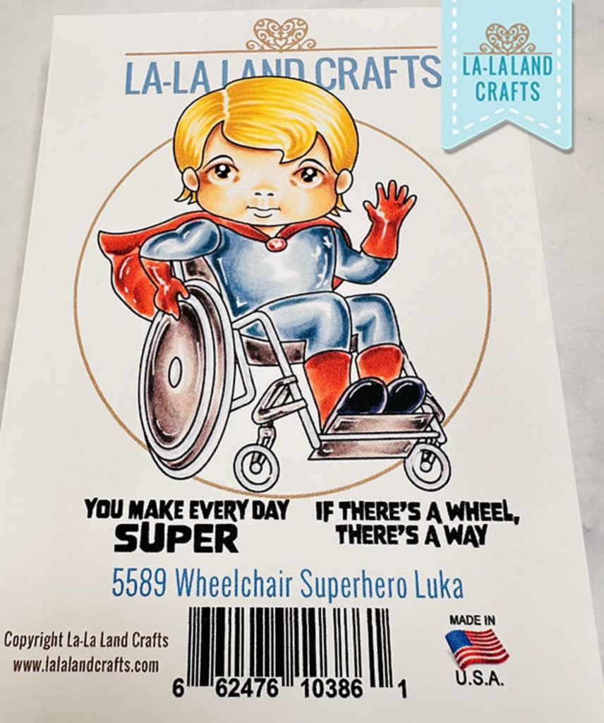 La-La Land Crafts Wheelchair Superhero Luka Cling Stamp 5589
