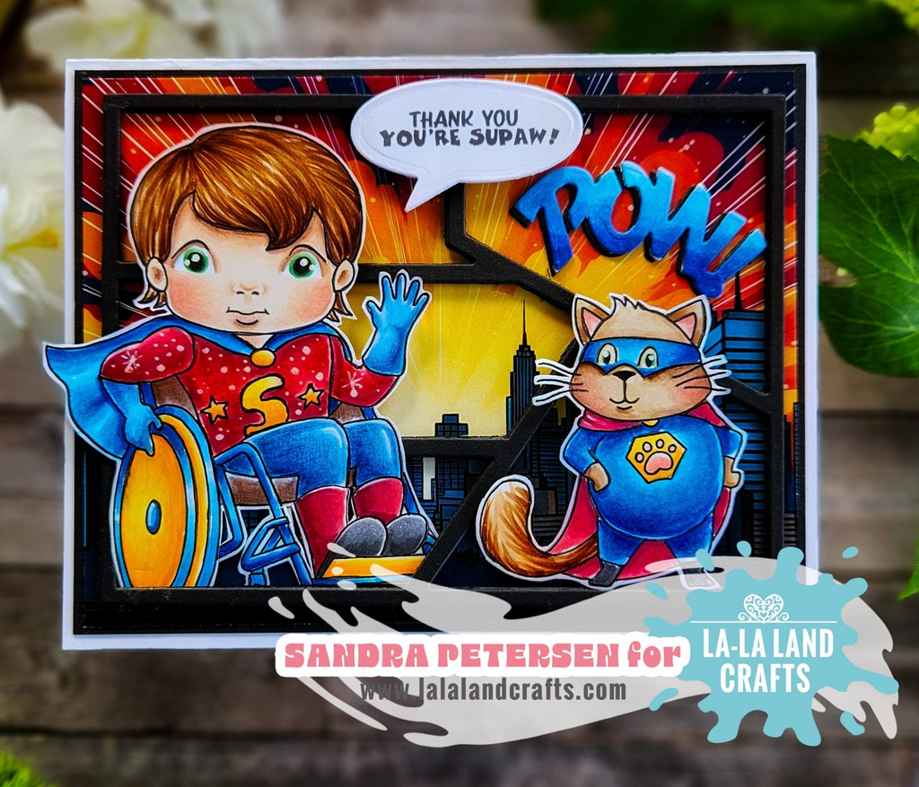 La-La Land Crafts Wheelchair Superhero Luka Cling Stamp 5589 thank you