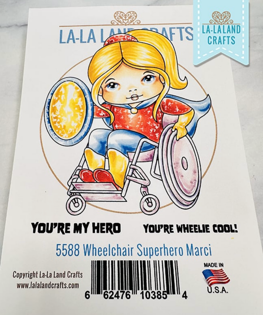 La-La Land Crafts Wheelchair Superhero Marci Cling Stamp 5588