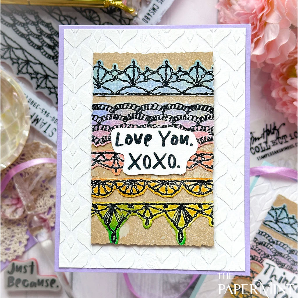 Tim Holtz Distress Embossing Ink Pad Plus Refill Ranger Set Crochet Trims Card | color-code:ALT02