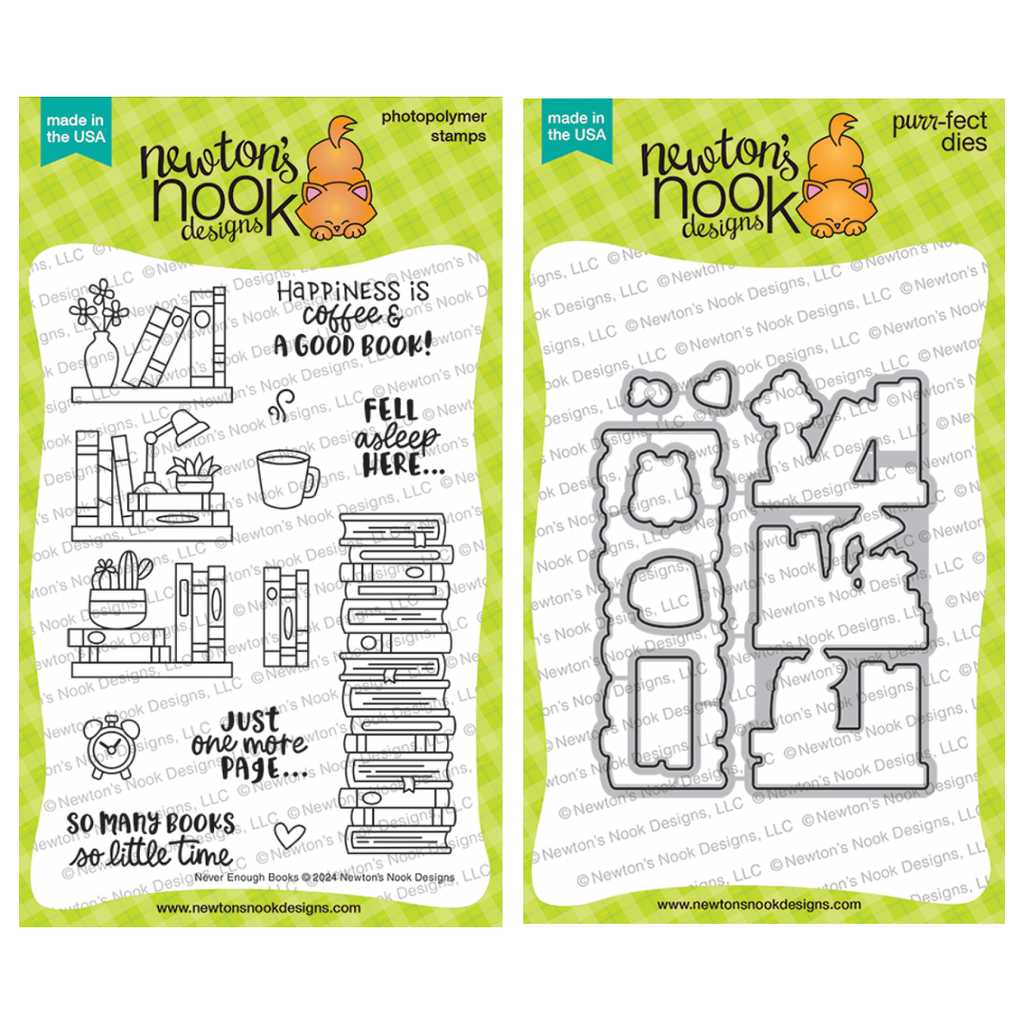 Newton's Nook Designs Never Enough Books Clear Stamp and Die Set