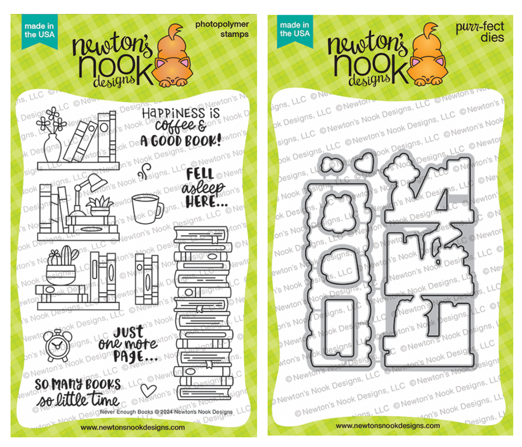 Newton's Nook Designs Never Enough Books Clear Stamp and Die Set