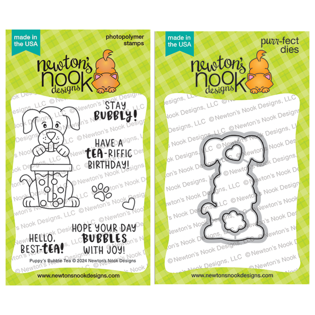 Newton's Nook Designs Puppy's Bubble Tea Clear Stamp and Die Set