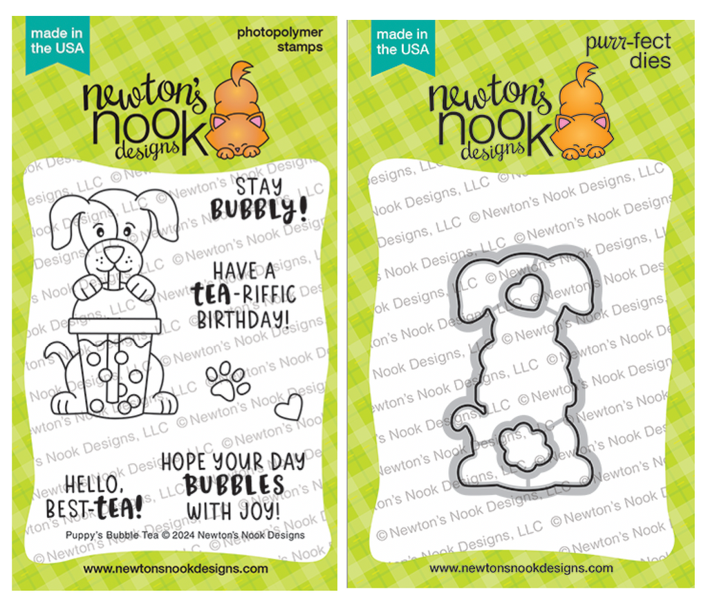 Newton's Nook Designs Puppy's Bubble Tea Clear Stamp and Die Set