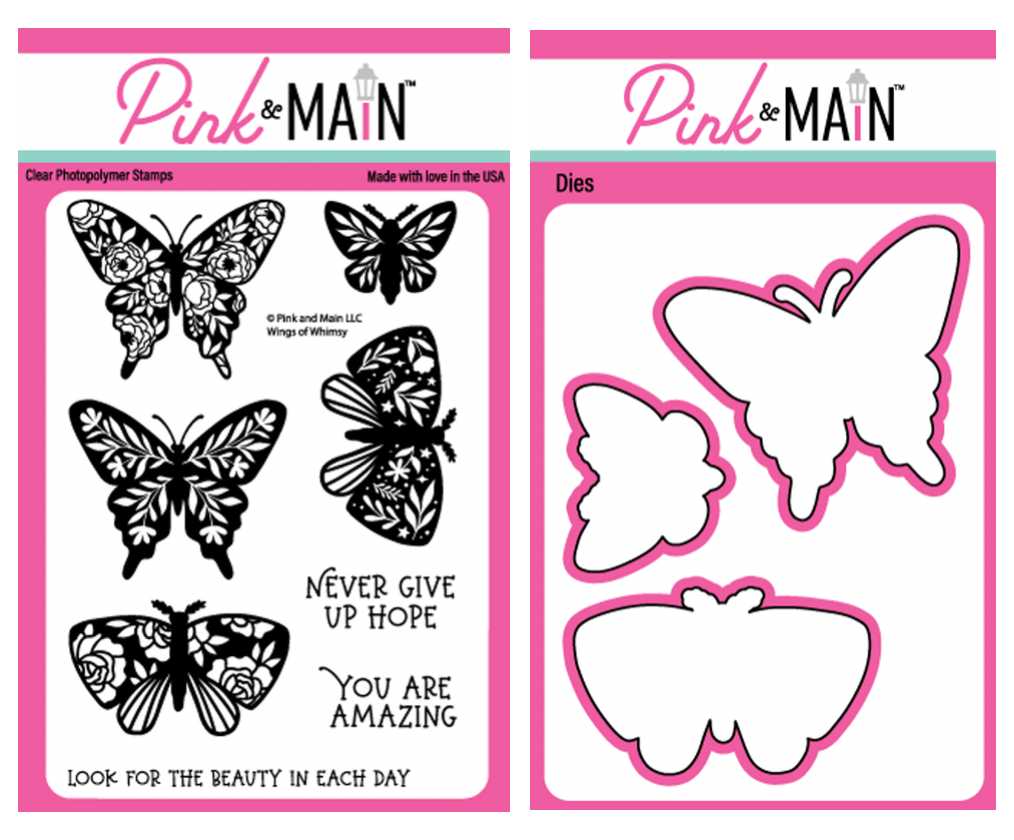Pink and Main Wings of Whimsy Clear Stamp and Die Set