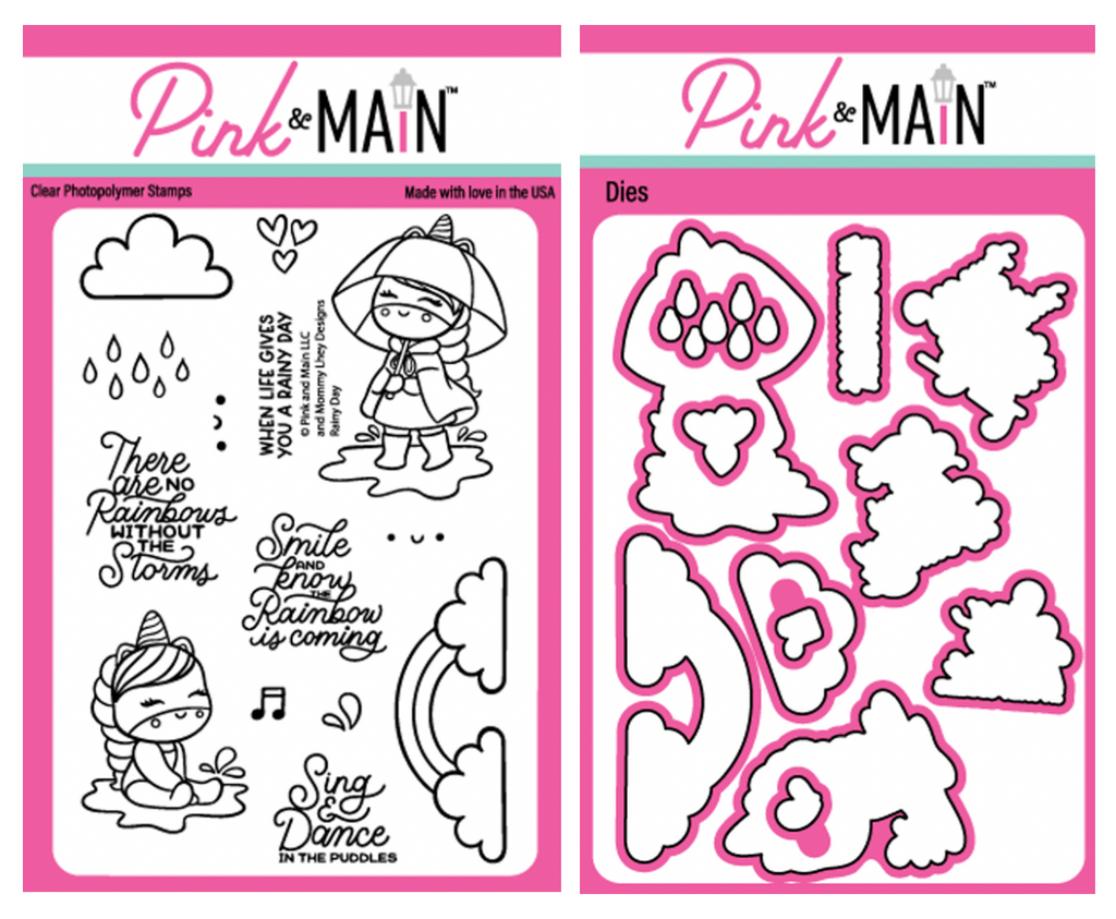Pink and Main Rainy Days Clear Stamp and Die Set