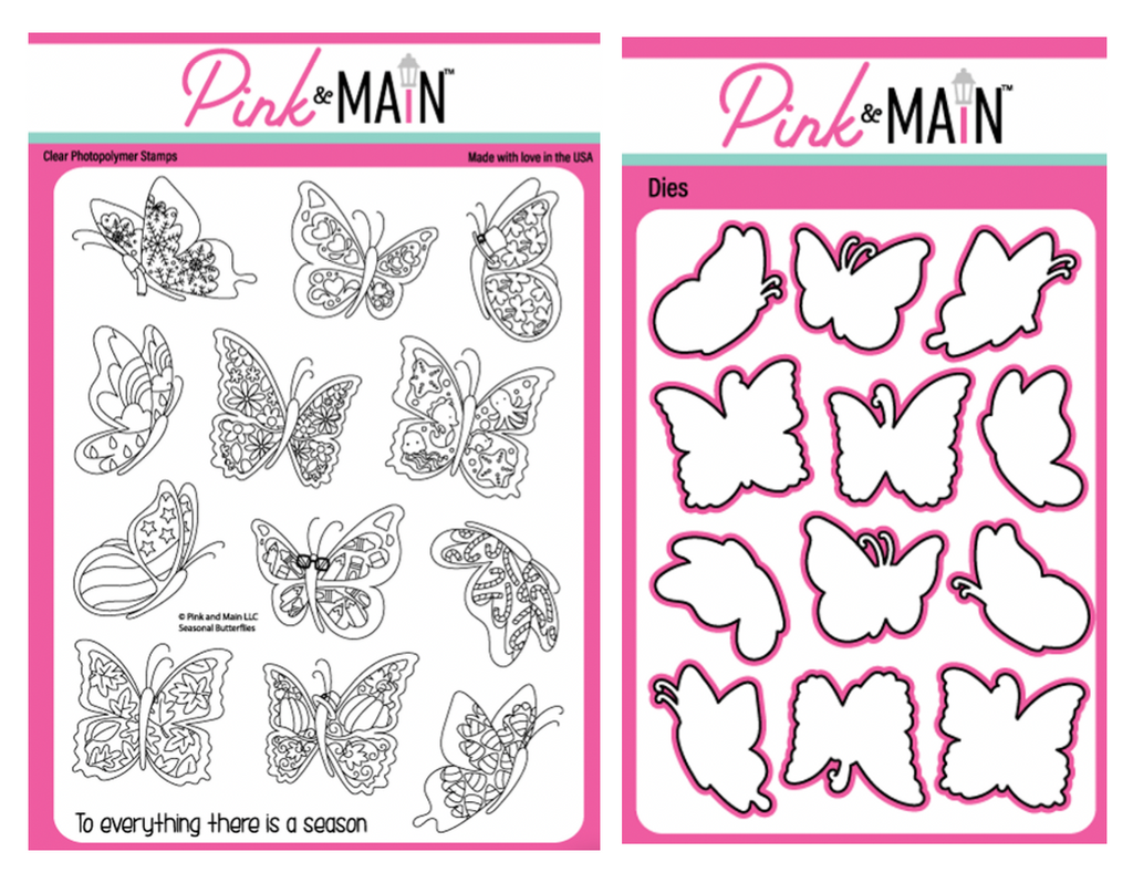 Pink and Main Seasonal Butterflies Clear Stamp and Die Set